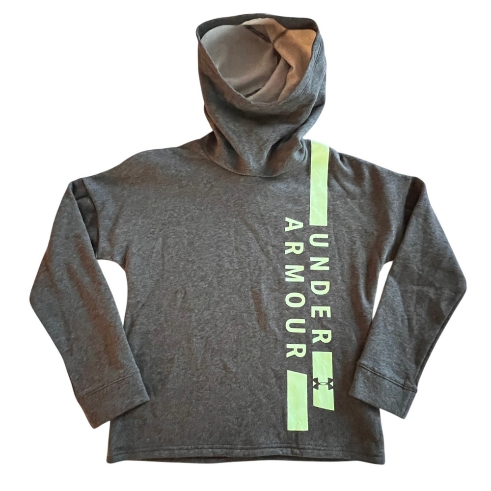 Under Armour Womens Gray Hoodie Neon Logo Loose Fit Pullover Activewear XS New - Picture 2 of 7